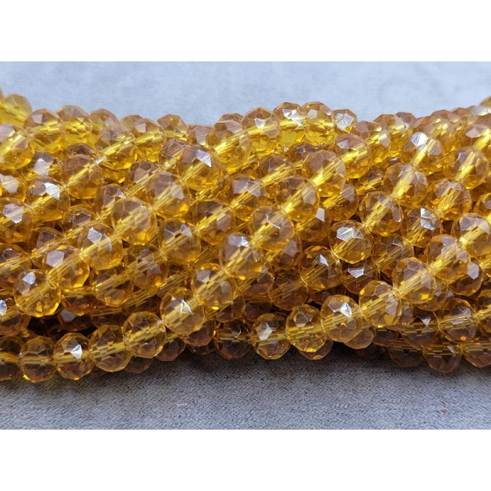 Бусины  Рондель 8х6 мм, приблизительно 65-66 бусин,  прозрачный   медовий