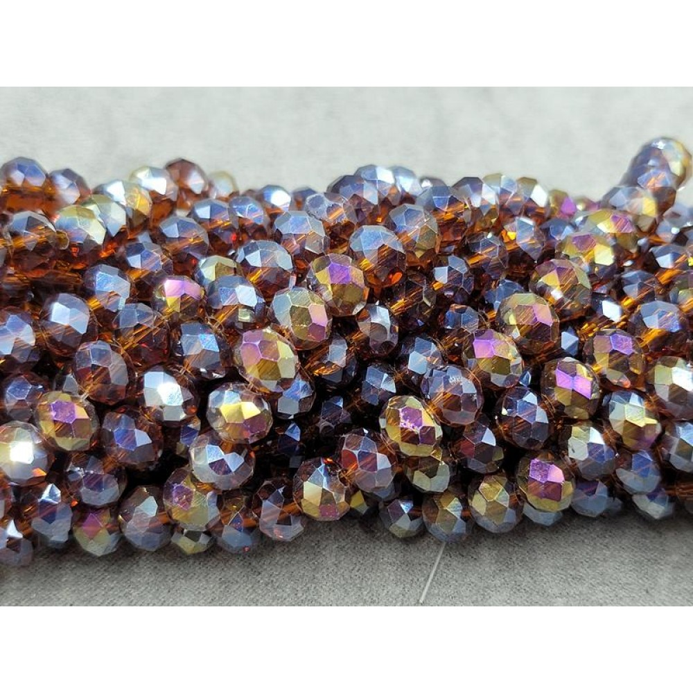 Бусини Скло Рондель 8х6 мм приблизно 66 намистин, колір на фото чайний АБ