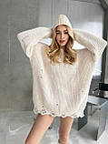 Светр жіночий оверсайз із декоративними дірками 42-46, фото 7