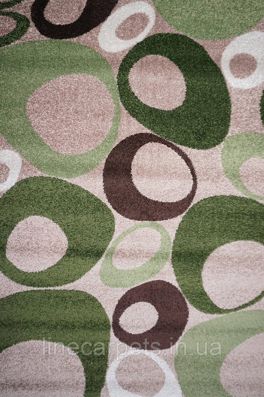 Сучасний  зелений килим KIWI 02577B Beige-L.Green
