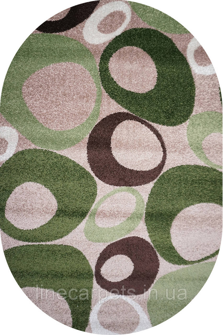 Сучасний  овальний килим KIWI 02577B Beige-L.Green
