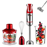 Блендер ручний Zepline 1500 Вт 5в1 занурювальний червоний, фото 2