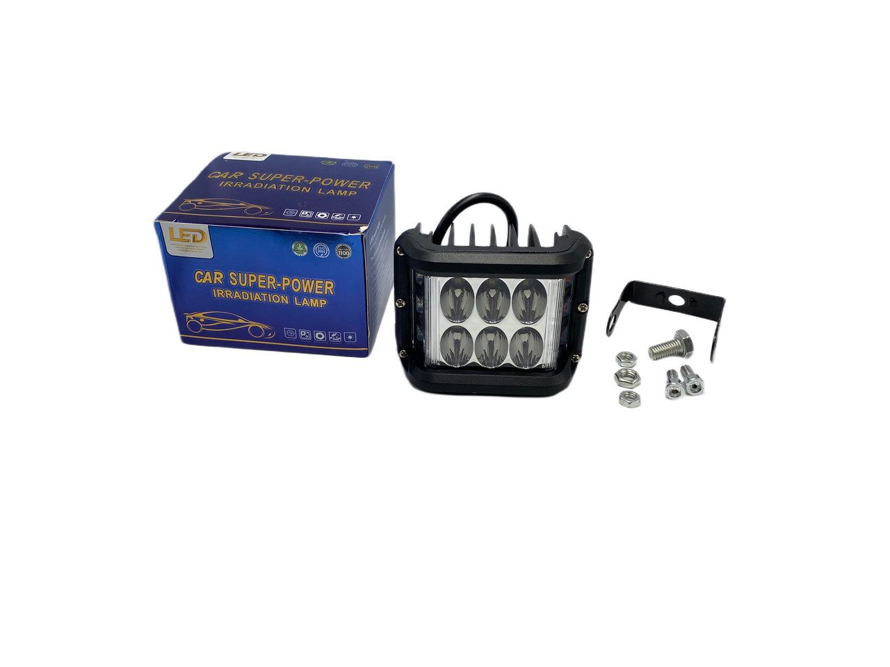 Фара LED прямокутна 60W світлодіодна фара далекого світла стробоскоп синій червоний (SM-60W) kL., фото 1