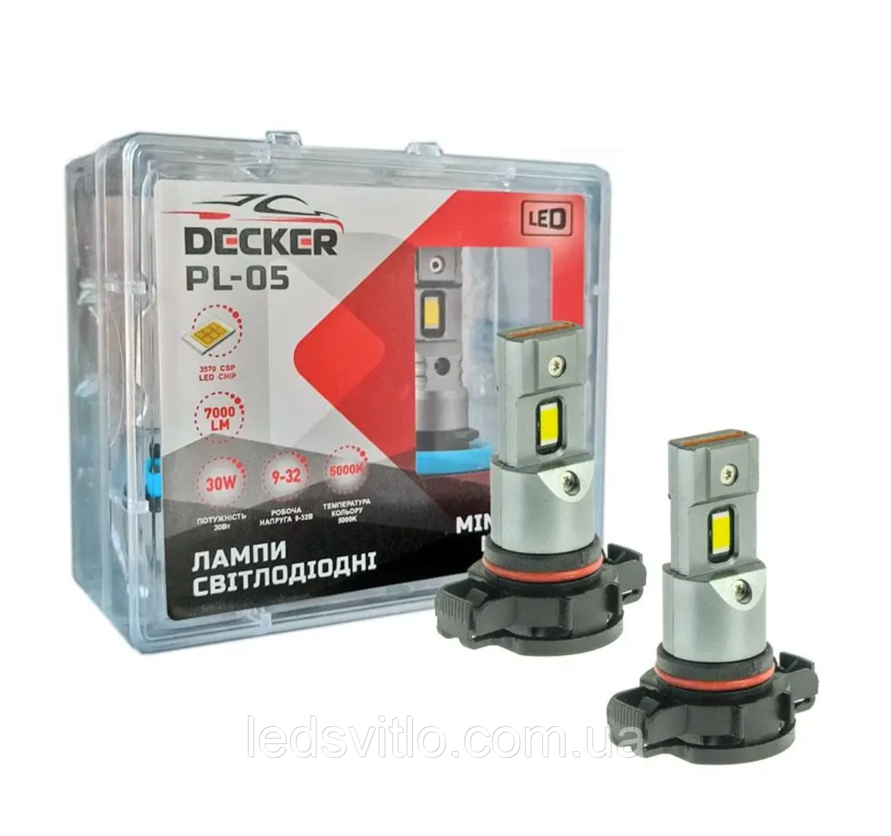 Світлодіодні лампи DECKER LED PXS24 12-24V (9-32V) 30W 7000Lm 5000K автомобільні (комплект 2шт)