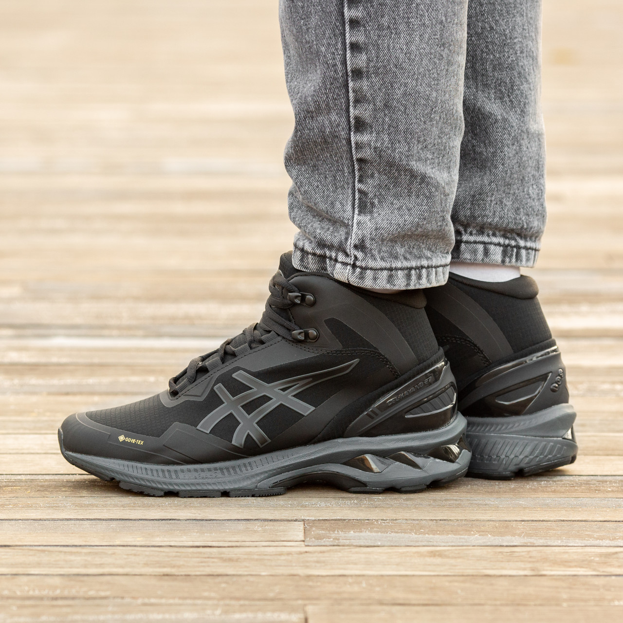 Зимові Чоловічі Кросівки Asics Gel-Kayano 27 Gore-Tex High / Асікс Гел-Каяно 27 ГорТекс Високі Чорні з Сірим