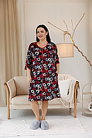 Гарний жіночий велюровий халат для дому на блискавці з мереживом з малюнком Кольорові ромби