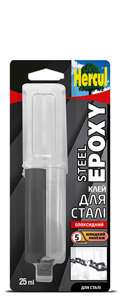 HERCUL STEEL EPOXY Епоксидний клей для стали в шприці 25 мл