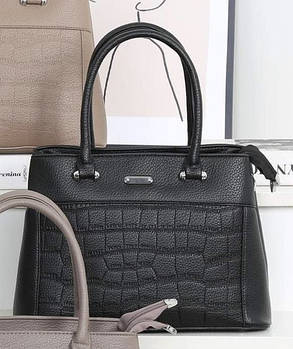 Сумочка жіноча чорна крос-боді під крокодила 33,5*24 см зі штучної шкіри Sasha