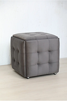 Пуф трансформер 5в1 велюр серый графит на колесах 50х50х49см, Пуфик трансформер раскладной табурет на кухню