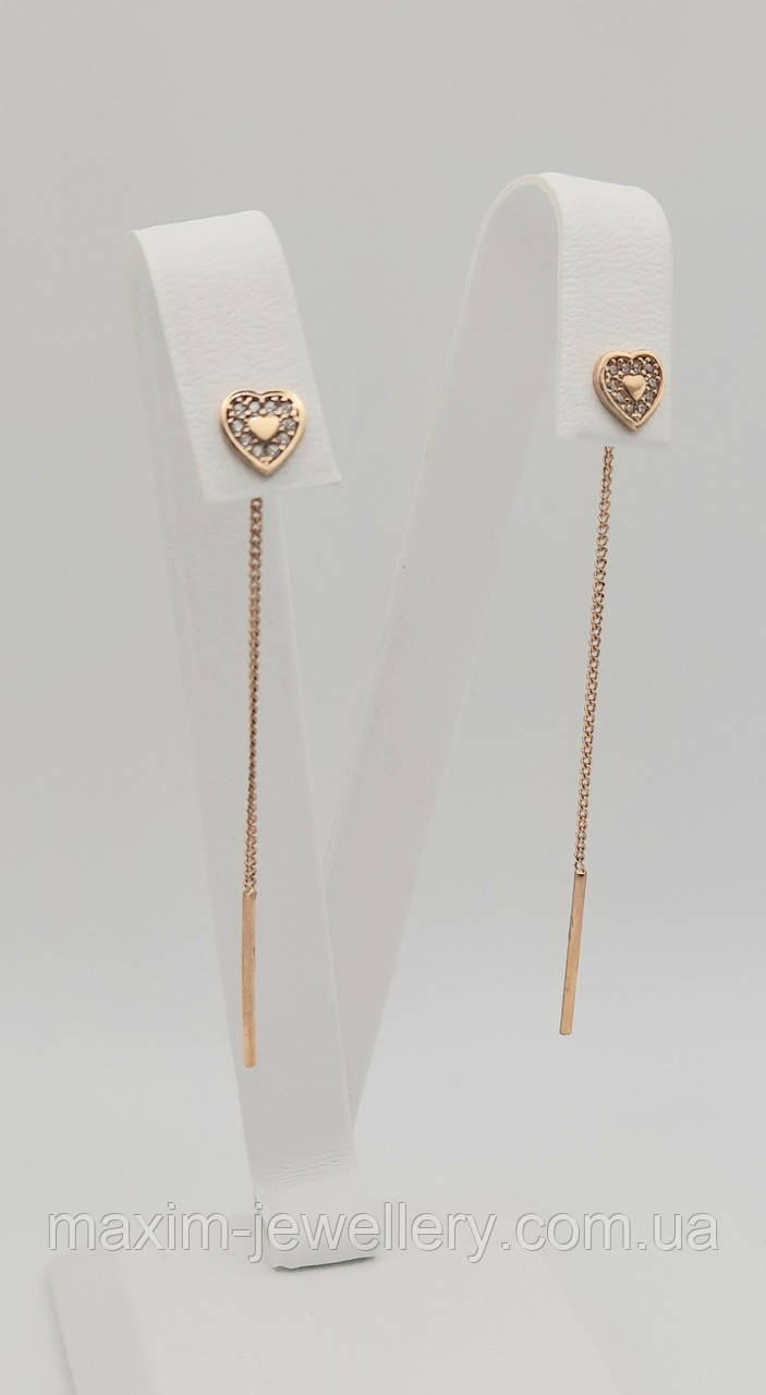 Сережки - протяжки в червоному золоті, фото 1