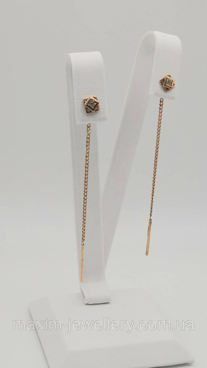 Сережки - протяжки в червоному золоті, фото 1