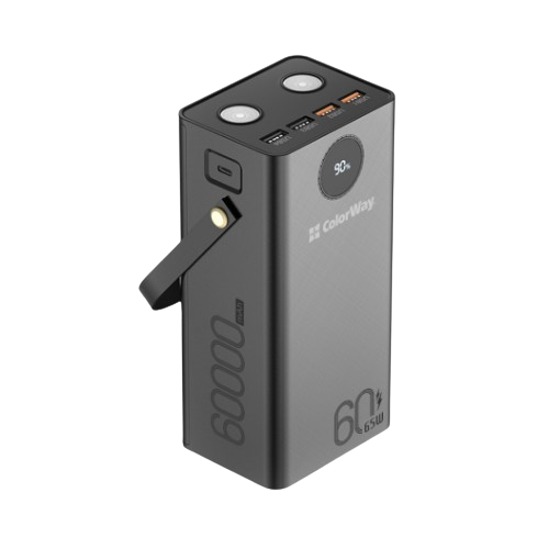 УМБ ColorWay Power Bank 60 000 mAh Powerful (USB QC3.0 + USB-C Power Delivery 65W) Black, фото 1