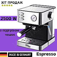 Кавоварка Zepline ZP-6861 Кавомашина 2200 Вт Кавоварка Еспресо з функцією спінювання молока Ріжкова кавоварка Німеччина