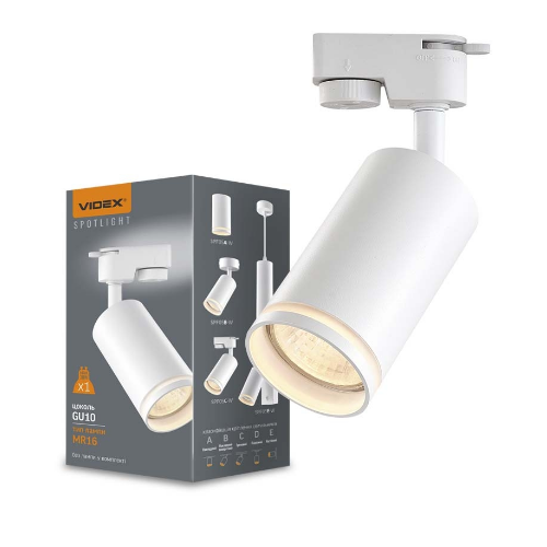 LED Світильник трековий під лампу GU10 55*100мм білий VL-SPF05C-W Videx