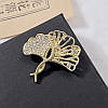 Маленька Брошка шпилька "Гінкго стрази", брошка із серії квіти та рослини, фото 2