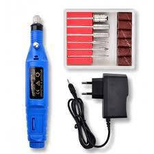 Ручка-фрезер для апаратного манікюру, педикюру + набір фрез синя 20000 об. хв.