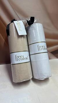 Простирадло на резинці бавовняне ранфорс 100*200 см з наволочкою 50*70 см однотонне полуторне Туреччина Free Coton