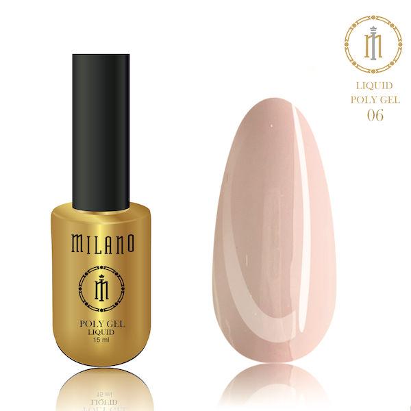 Рідкий полігель для манікюру Milano POLY GEL LIQUID 15 ml № 6 для нарощування нігтів