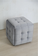 Стілець пуф трансформер 5в1 велюровий 50х50х49 см сірий, Квадратний смарт-пуфик на коліщатках розкладний для дому