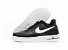 Зимові чоловічі кросівки Nike Air Force 1 Winter Black White Чорні з білим Взуття Найк Аір Форс 1 низькі шкіра та тепле хутро, фото 4