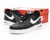Зимові чоловічі кросівки Nike Air Force 1 Winter Black White Чорні з білим Взуття Найк Аір Форс 1 низькі шкіра та тепле хутро, фото 2