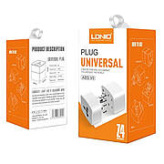 Перехідник мережевий LDNIO Z4 (EU,US,UK) білий