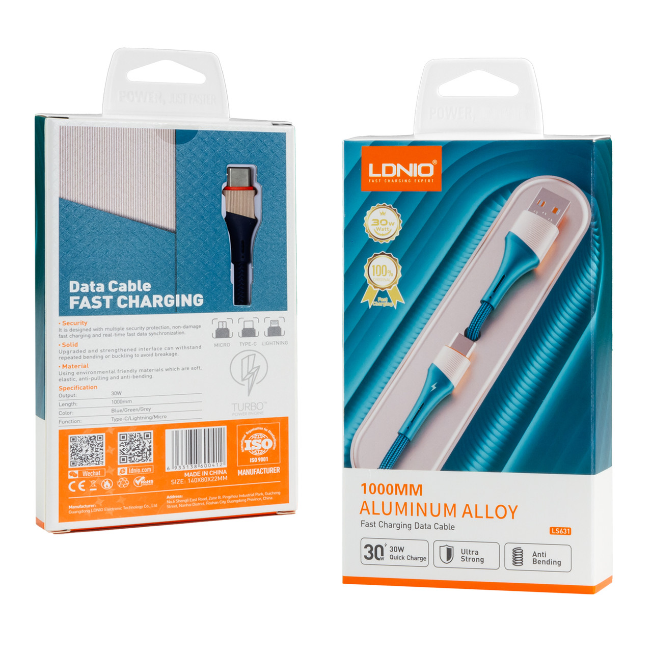 Кабель USB - Type-C LDNIO LS631 30W 1м синій