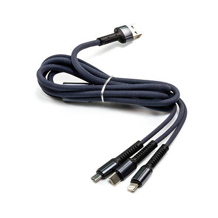Кабель USB-Micro/Lightining/Type-C LDNIO LC93 (3in1) 1.2м 3.4A сірий, фото 3