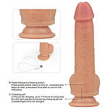 Вибратор Dual-Layered Silicone Rotating Cock With Vibration Anthony 8.5" Flesh, фото 8