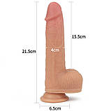 Вибратор Dual-Layered Silicone Rotating Cock With Vibration Anthony 8.5" Flesh, фото 6