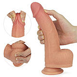 Вибратор Dual-Layered Silicone Rotating Cock With Vibration Anthony 8.5" Flesh, фото 7