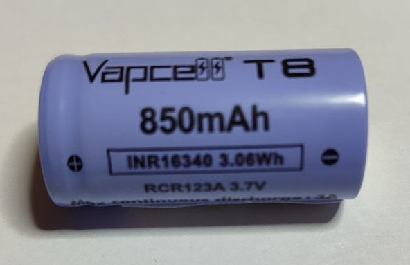 Акумулятор Vapcell INR16340 RCR123 850 mAh 3 А Li-ION без захисту