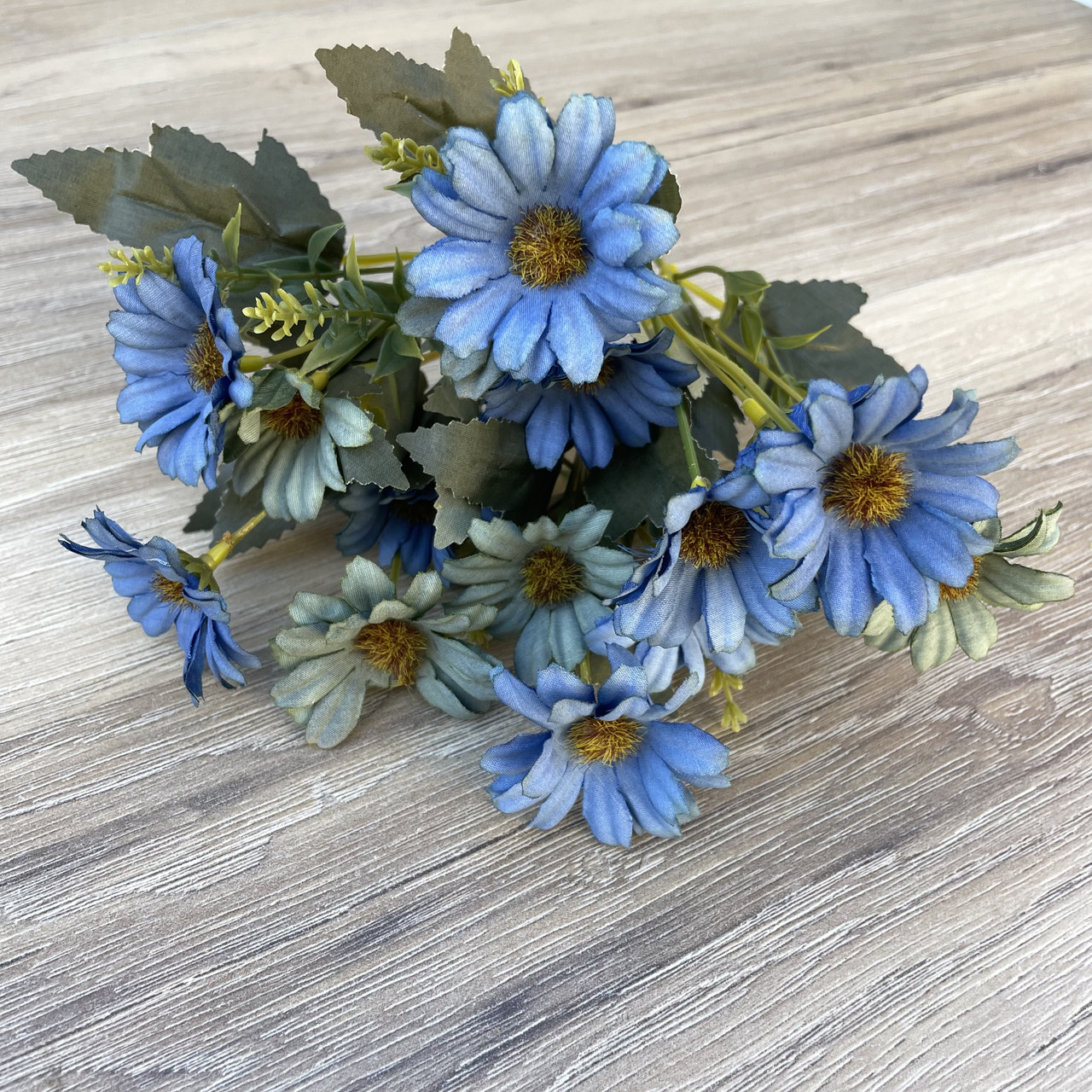 Штучні квіти Букет ромашки 30 см.синій із м'ятним, фото 1