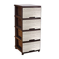 Комод на 4 ящики, пластиковий, темно-коричневий /темне дерево