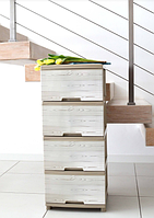 Комод на 4 ящики, пластиковий, кремовий/темне дерево