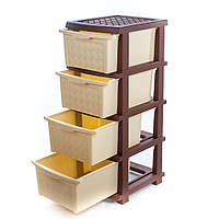 Комод на 4 шухляди, пластиковий, коричнево-бежевий, "Компакт Плюс"