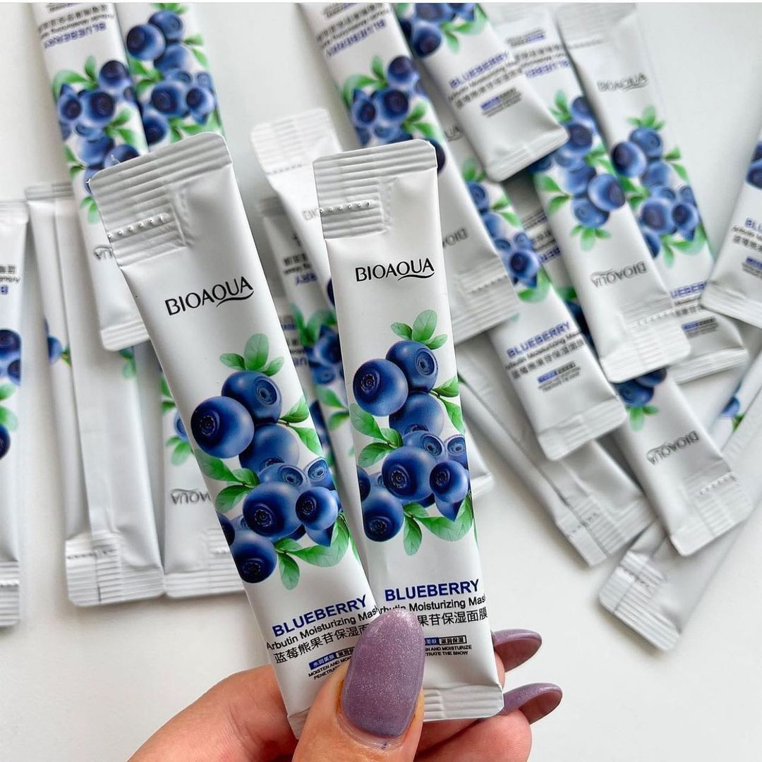 😻Нічна маска для обличчя Bioaqua Blueberry Arbutin Mask з екстрактом чорниці 4 ml💕💕💕