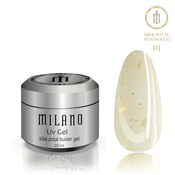 Гель для з поталлю молочний Milano Milk Potal Builder Gel 15 ml № 1