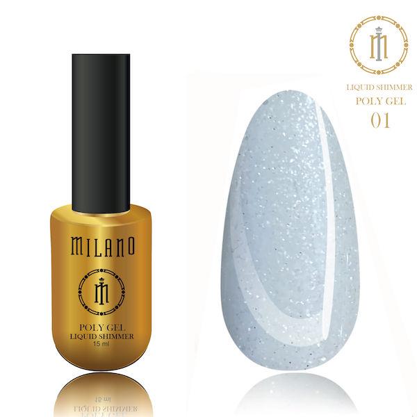Гель для наращивания LIQUID SHIMMER POLY GEL 15 ml 01 гель з шимером