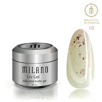 Гель для нарощування з поталлю молочний Milano Milk Potal Builder Gel 15 ml № 2