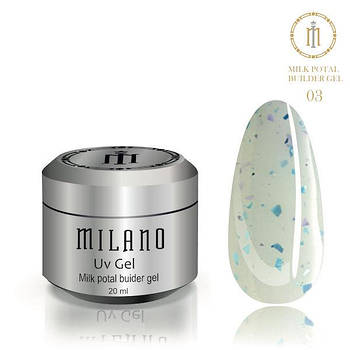 Гель для нарощування з поталлю молочний Milano Milk Potal Builder Gel 15 ml № 3