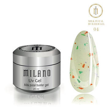 Гель для нарощування з поталлю молочний Milano Milk Potal Builder Gel 15 ml № 4