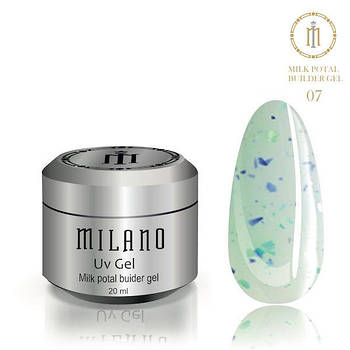 Гель для нарощування з поталлю молочний Milano Milk Potal Builder Gel 15 ml № 7