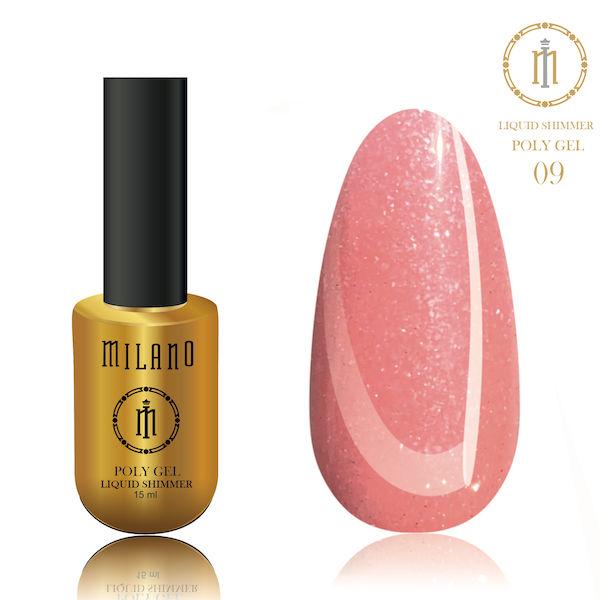 Гель для наращивания LIQUID SHIMMER POLY GEL 15 ml 09 гель з шимером