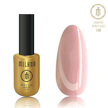 Рідкий полігель для манікюру Milano POLY GEL LIQUID 15 ml № 8 для нарощування нігтів