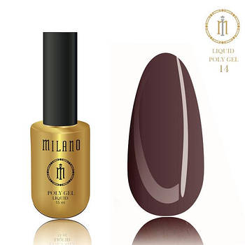 Рідкий полігель для манікюру Milano POLY GEL LIQUID 15 ml № 14 для нарощування нігтів