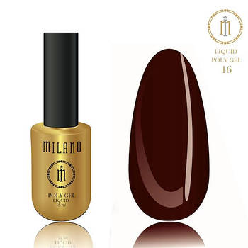 Рідкий полігель для манікюру Milano POLY GEL LIQUID 15 ml № 16 для нарощування нігтів