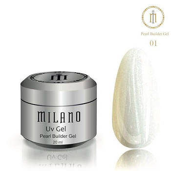 Гель для нарощування Pearl Builder Gel Milano 20ml № 01 перламутровий гель для манікюру