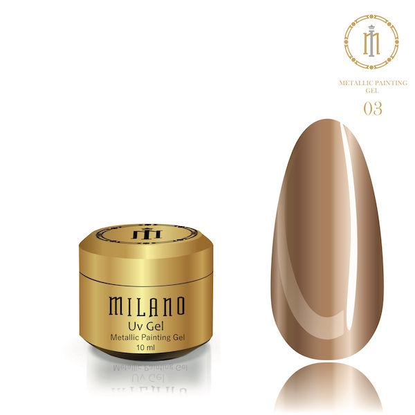 Гель для нарощування Milano Metalic Painting Gel 6 ml № 3 срібний