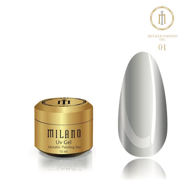 Гель для нарощування Milano Metalic Painting Gel 6 ml № 1 срібний
